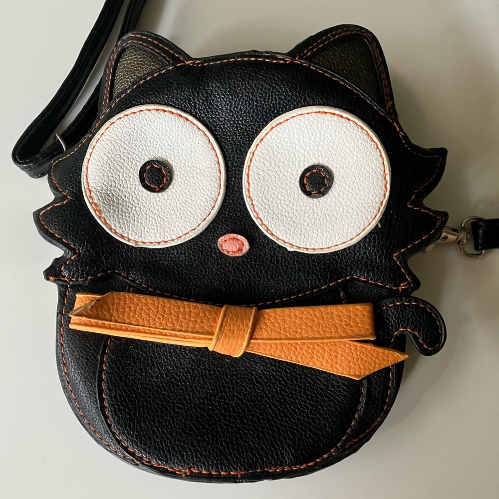 Sleepyville Critters 3D Cat Purse | Black Cat, Orange Bow | Like New!